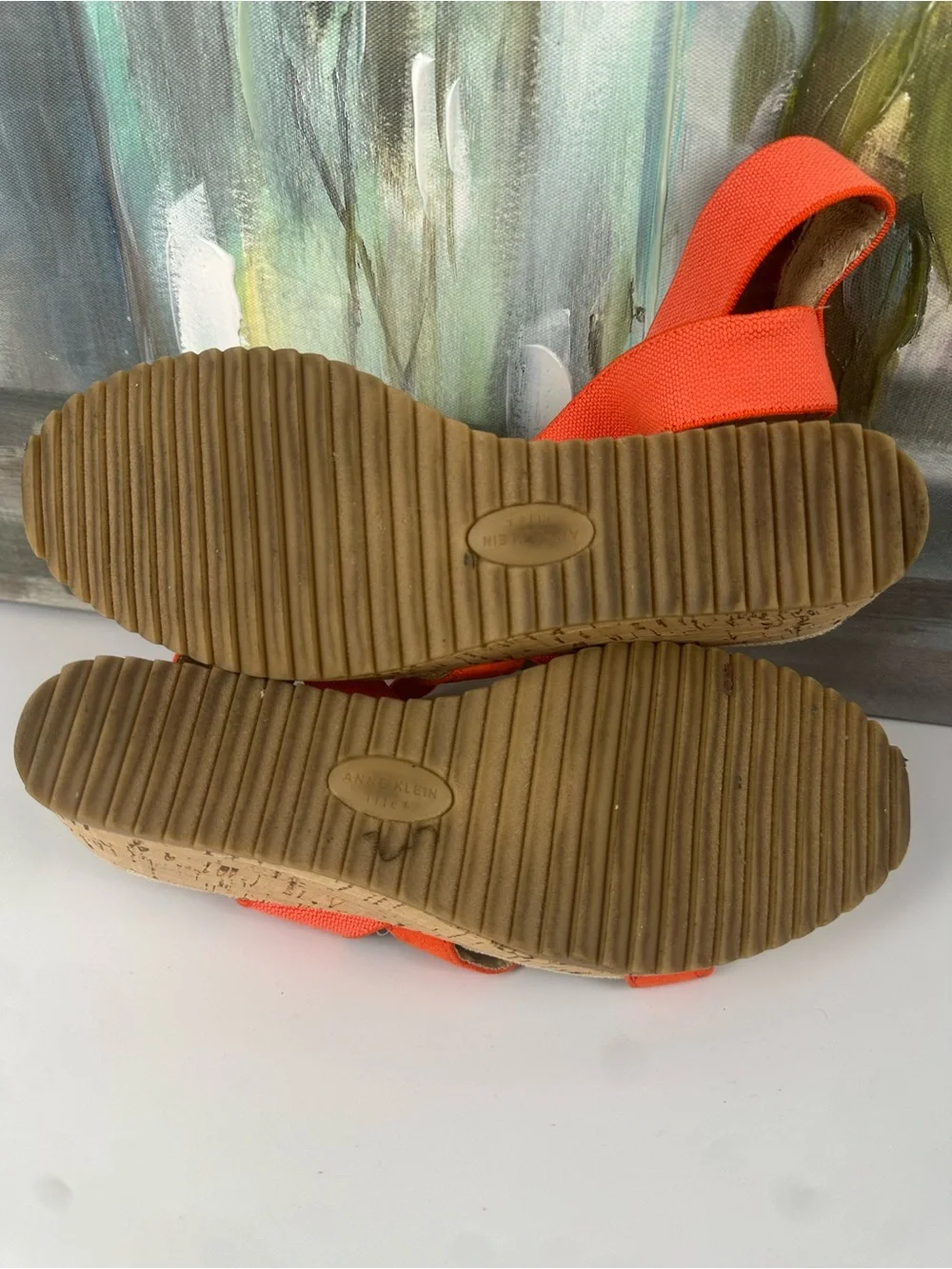 Anne Klein iFlex Orange Cork Wedge Sandals